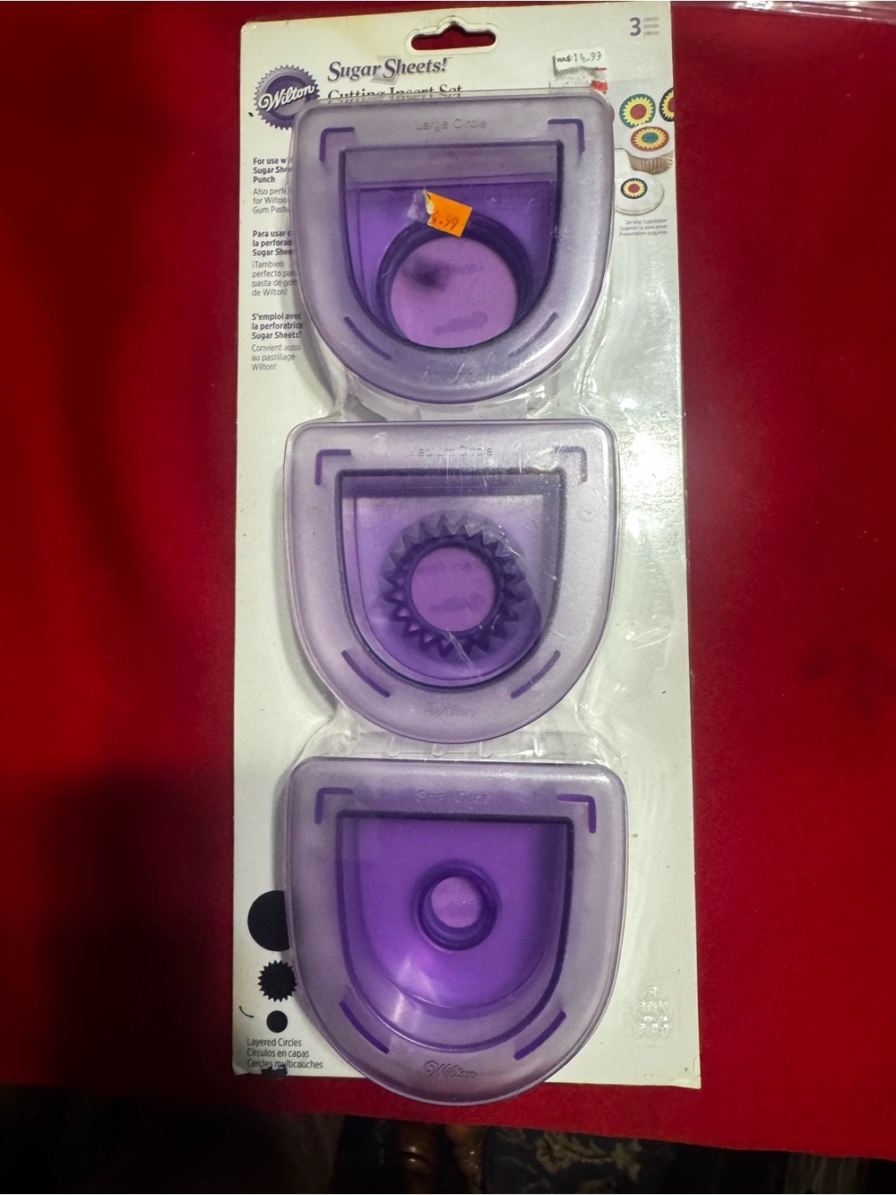 Wilton Sugar Sheet Cutting 3 Pc Insert Set Layered Circles Cake Decorating New